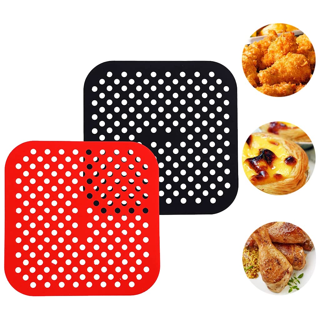 HASTHIP 2Pcs Air Fryer Liners, 8.5 Inch Air Fryer Silicone Baking Tray, Air Fryer Accessories, Non-Stick Air Fryers Basket Oven Accessories, Square Air Fryer Oven Pads (1 Red + 1 Black) HASTHIP 2Pcs Air Fryer Liners, 8.5 Inch Air Fryer Silicone Baking Tray, Air Fryer Accessories, Non-Stick Air Fryers Basket Oven Accessories, Square Air Fryer Oven Pads (1 Red + 1 Black)
